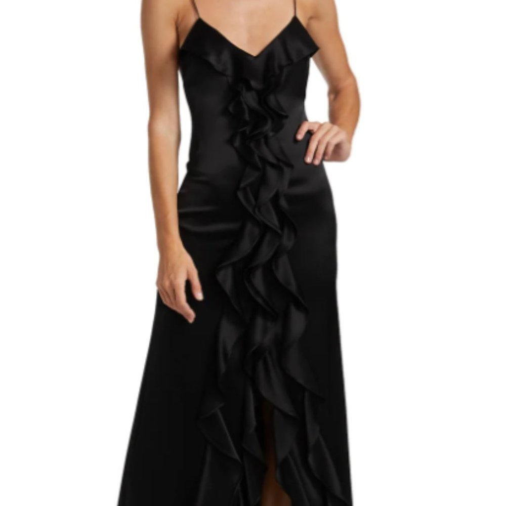 Alice + Olivia Mayer Ruffled Satin Maxi Dress Size 0